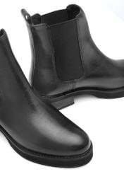 Women's black leather Chelsea boots BUTYD-1196-99(Z25), close-up of the product detail on a white background.