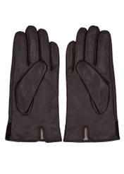 Men's brown leather gloves REKMS-0090-1I(Z26), product view from above, on white background.
