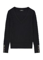 Black women's sweater SWEDT-0212A-99(Z25), front product view on white background.