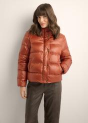 Women's jacket with a stand-up collar in red color KURDT-0669-3D(Z26)