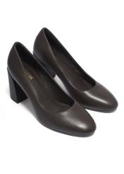 Women's dark brown leather pumps BUTYD-1307-1I(Z26). Front diagonal view on white background.