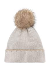 Light gray women's winter hat CZADT-0200-91(Z24)-02