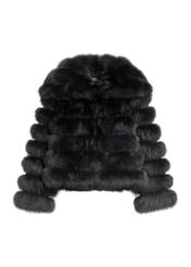 Women's black fur coat with collar FUTDF-0100-99(Z26), front product view on white background.