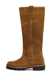 Women's suede boots in cognac color BUTYD-1357-1F(Z26), side view of the product on a white background.