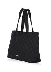 Black nylon women's bag TOREN-0224A-99(Z25), diagonal product view on a white background.