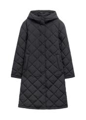Black women's quilted jacket KURDT-0667-99(Z26), front product view on white background.