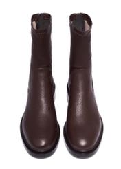 Dark brown leather women's ankle boots BUTYD-1296-1I(Z26), front product view on white background.