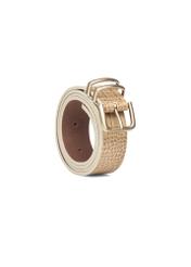 Beige leather women's belt PASDS-0341-1A(W26), diagonal product view on white background.