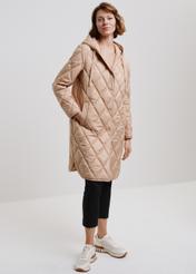 Beige quilted insulated jacket for women KURDT-0510-81(W24)-03