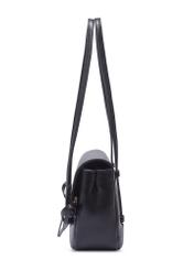 Small black women's handbag with bows TOREC-1379-99(Z26), side view of the product on a white background.