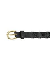 Women's black leather braided belt PASDS-0308-99(W24)-03