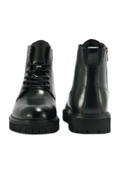 Men's black leather ankle boots BUTYM-0507-99(Z25), front and back view of the product on a white background.