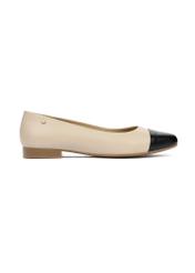 Leather beige and black ballerinas BUTYD-1050-81(W25)