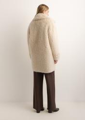 Cream women's fur coat FUTDP-0090-0C(Z26)