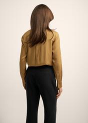 Mustard women's shirt KOSDT-0172-2D(Z26), back view of the product on the model. Half of the silhouette visible.