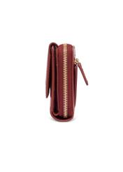 Small women's leather wallet in ginger color PORES-1025-3D(Z26), side view of the product on a white background.