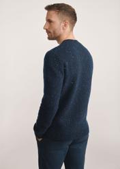 Navy blue men's wool sweater SWEMT-0173-7E(Z26), product view from the back on the model, the whole silhouette is visible.