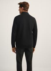 Men's black hooded sweatshirt BLZMT-0067-99(Z25), back view of the product on the model. Half of the silhouette visible.