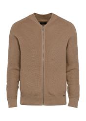 Men's zippered sweater in camel color SWEMT-0164-24(W25)-01