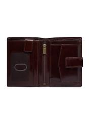 Men's brown leather wallet PL-190-1H(KS), product view inside on white background.