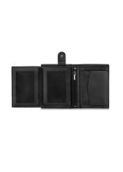 Men's black leather wallet with monogram PORMS-0600-98(Z23)-04