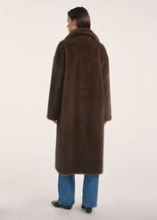 Long brown women's fur coat FUTDP-0072-1H(Z26) - back view of the product on a white background.