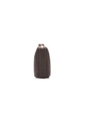 Dark brown leather semi-circular women's handbag TORES-1309-1I(W26), side view of the product on a white background.