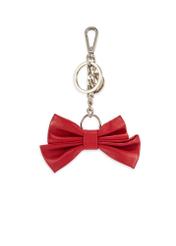 Bow-shaped leather keychain BRELOK-0217-42(Z25), product view from the back on a white background.