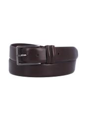 Men's brown leather belt PASMS-0284-1I(Z26), front product view on white background.