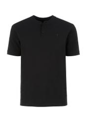 Black polo shirt with stand-up collar POLMT-0061-99(W24)-03