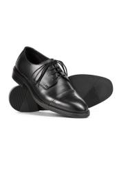 Black leather men's shoes BUTYM-0512-99(Z25), diagonal product view on a white background.