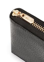 Black leather women's wallet PORES-0972-99(Z25), close-up of product detail, view on white background.