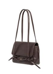 Small brown women's handbag with bows TOREC-1379-1H(Z26), diagonal product view on a white background.