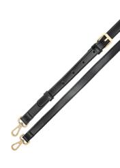 Black small women's handbag TOREC-1126-99(W26), close-up of the product strap, view on a white background.