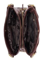 Brown leather women's shopper bag TORES-0636D-89(Z25), product view from the inside on a white background.