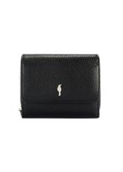 Black leather women's wallet PORES-0802 R-98(Z 25), product view from the front on a white background.