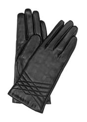 Women's black leather gloves REKDS-0023-99(Z24)