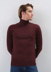 Maroon men's turtleneck sweater SWEMT-0095A-49(Z23)-01