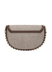 Beige herringbone women's shoulder bag TOREC-1329-1P(Z26), product view from the back on a white background.