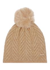 Beige hat and scarf set ZESTD-0014-1A(Z26), front view of the hat on a white background.