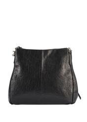 Black leather women's shopper handbag TORES-0636D-99(Z25), visible product from the back, view on white background.