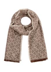 Large brown women's scarf with monogram SZADT-0130A-82(Z25), product view on a white background.