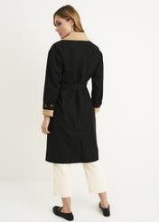 Women's double-breasted coat with belt KURDT-0368-98(W23)-05