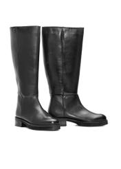 Women's leather boots in black BUTYD-1195-99(Z25), diagonal product view on a white background.