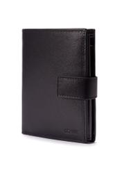 Black men's leather wallet PORMS-0638-99(W25) - diagonal view on white background.