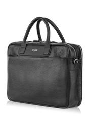 Black leather men's bag TORMS-0299A-99(Z25) - diagonal product view on white background.