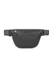 Men's black leather waist bag TORMS-0280R-9I(W26) - product view from the back, on a white background.