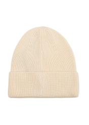 Beige women's winter hat CZADT-0178A-81(Z25), product view from the back on a white background.