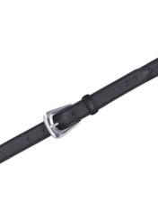 Black leather women's belt PASDS-0348-99(Z26), top view of the product on a white background.