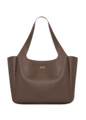 Brown classic women's shopper bag TOREC-1060-1H(Z26), product view from the front on a white background.